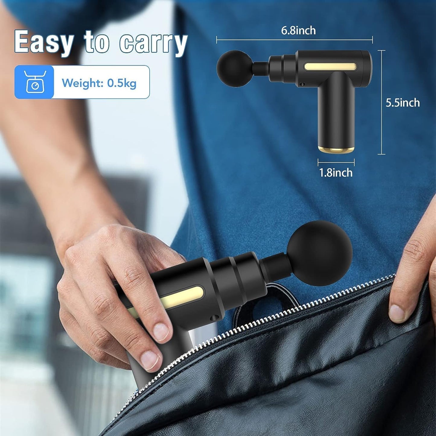 GerOr Massage Gun, Deep Tissue Massager Electric Handheld Massagers with 4 Massage Heads and 6 Adjustable Speeds Hand Massager with LCD Display Touchscreen Rechargeable for Muscle Pain Relief Recovery