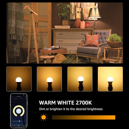 Lepro E27 Smart LED Bulb, 9W=60W, WiFi Bulb Warm White 2700K Dimmable Brightness, Smart Bulbs Compatible with Alexa and Google Assistant, Smartphone App Control, 2.4GHz