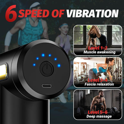 Brantefa Massage Gun, Small Travel Massage Gun, Percussion Handheld Portable Muscle Massager Tool for Full Body Pain Relief, Ideal Gifts for Men, Women (Black)