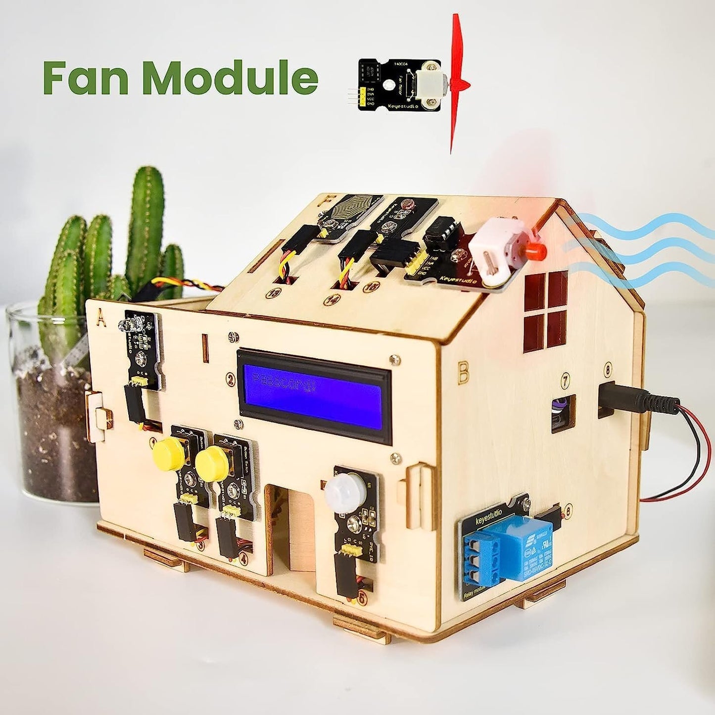 KEYESTUDIO Smart Home Starter Kit for Arduino R3, Electronics Home Automation Coding Kit, Wooden House DIY Sensor Kit STEM Educational Set for Adults Teens 15+