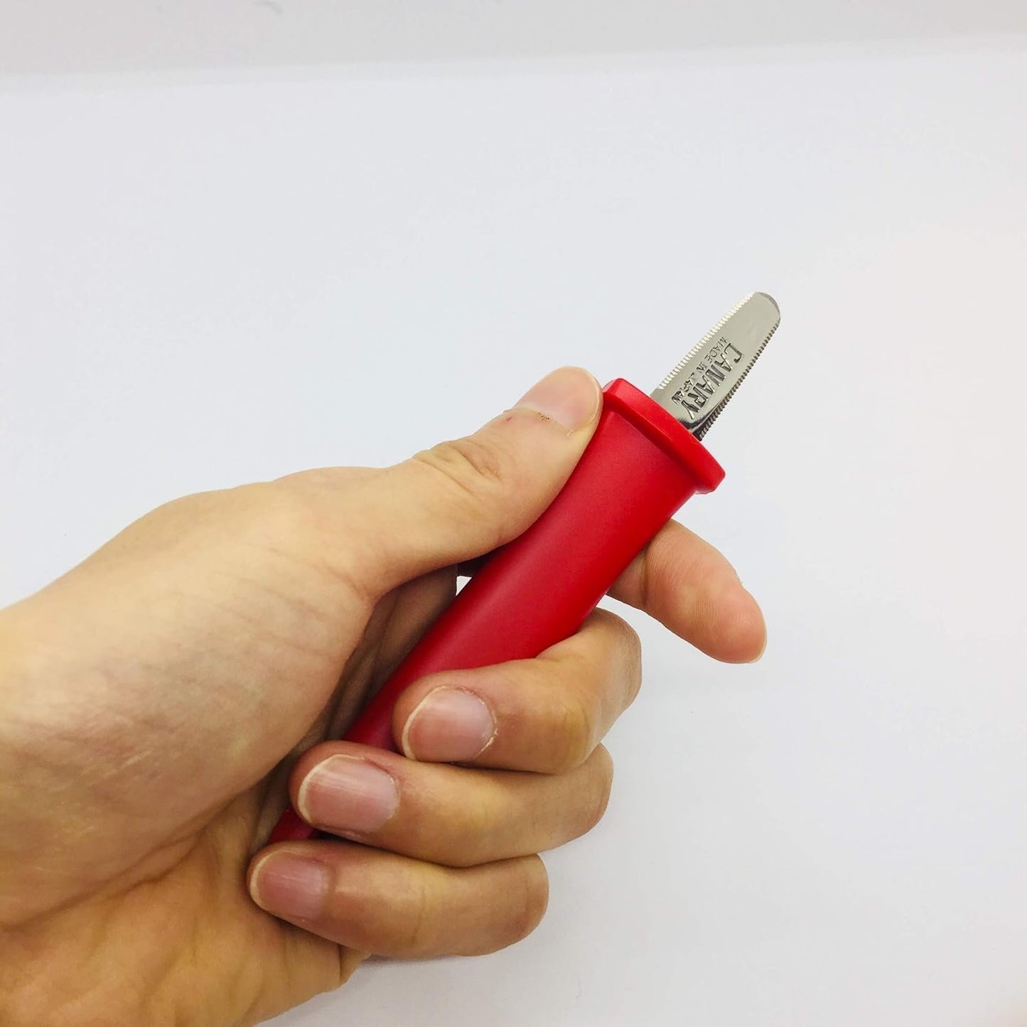 CANARY Box Opener Mini Cutter 5", Safety Package Opener Small Knife Tool, Safe Serrated Japanese Stainless Steel Blade, Red, Made in JAPAN