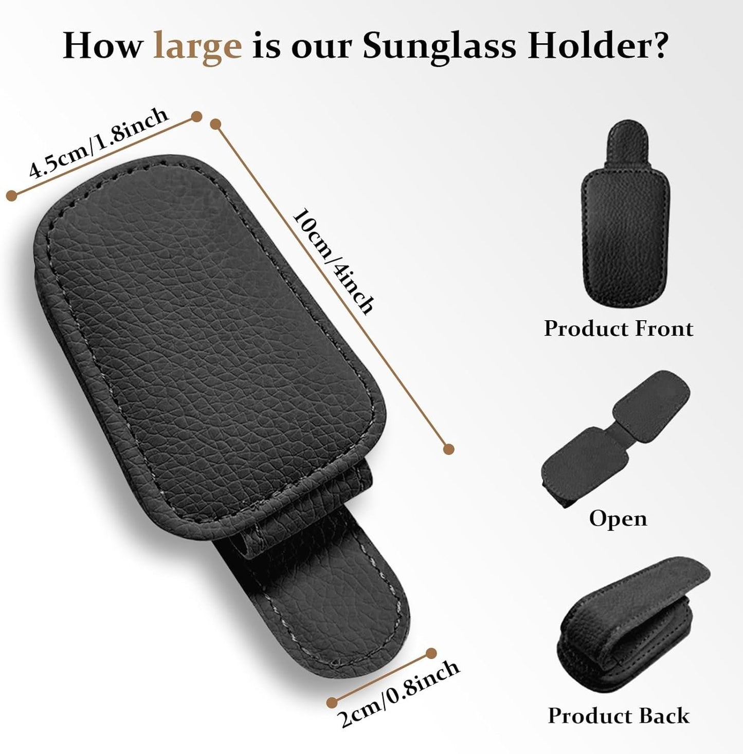 TUGUAI Sunglasses Holder for Car Visor 2 Packs, Glasses Clip for Cars,Auto Interior Accessories Universal for SUV Pickup Truck, Black