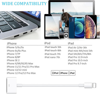 30 Pin to Lightning Adapter, 8-Pin Male to 30-Pin Female Connector Converter with Phone Charger Cable Cord Compatible Phone 14/13/12/11/X/8/7/6/5/4S/4/3/Pad/Pod (No Audio) White