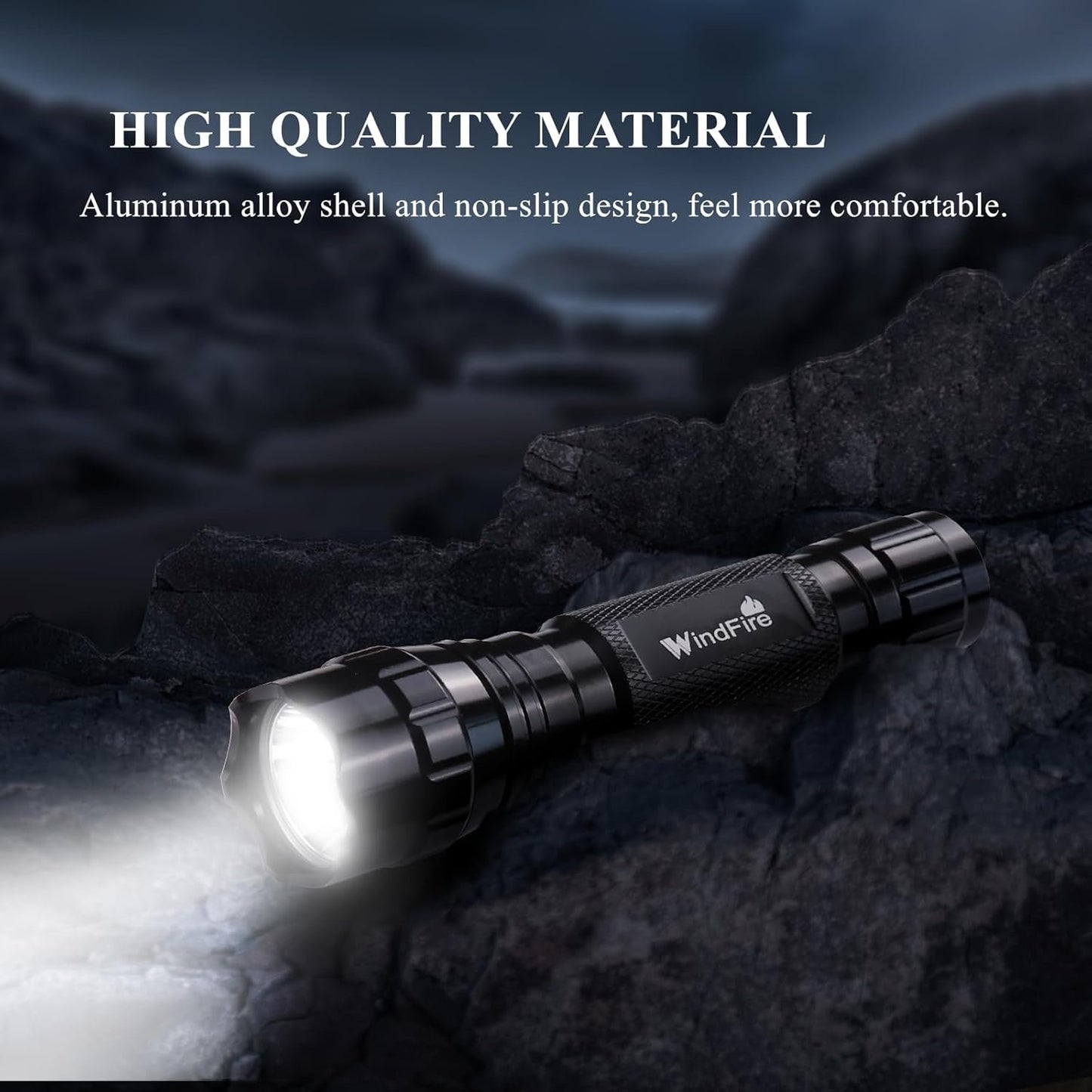Super Bright Flashlight WF-501B Tactical Flashlight 3000 Lumens 1 Mode 3.7-18v Mini Portable Handheld Flashlight Torch for Hunting, Camping, Cycling 2Pack (Battery not Included)