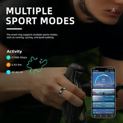 2025 Smart Ring, Sports AI, Sleep Recorder, Wearable Fitness Record Smart Ring, Compatible with Android/iPhone (Grey, 8#)