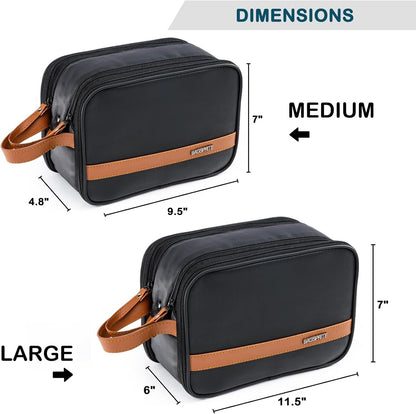 BAGSPRITE Toiletry Bag for Men, Women Travel Bag with Hanging Hook, Water-resistant Makeup Cosmetic Bag Shaving Kit Organizer, Bathroom Bag for Traveling, Black Brown, â… - Medium