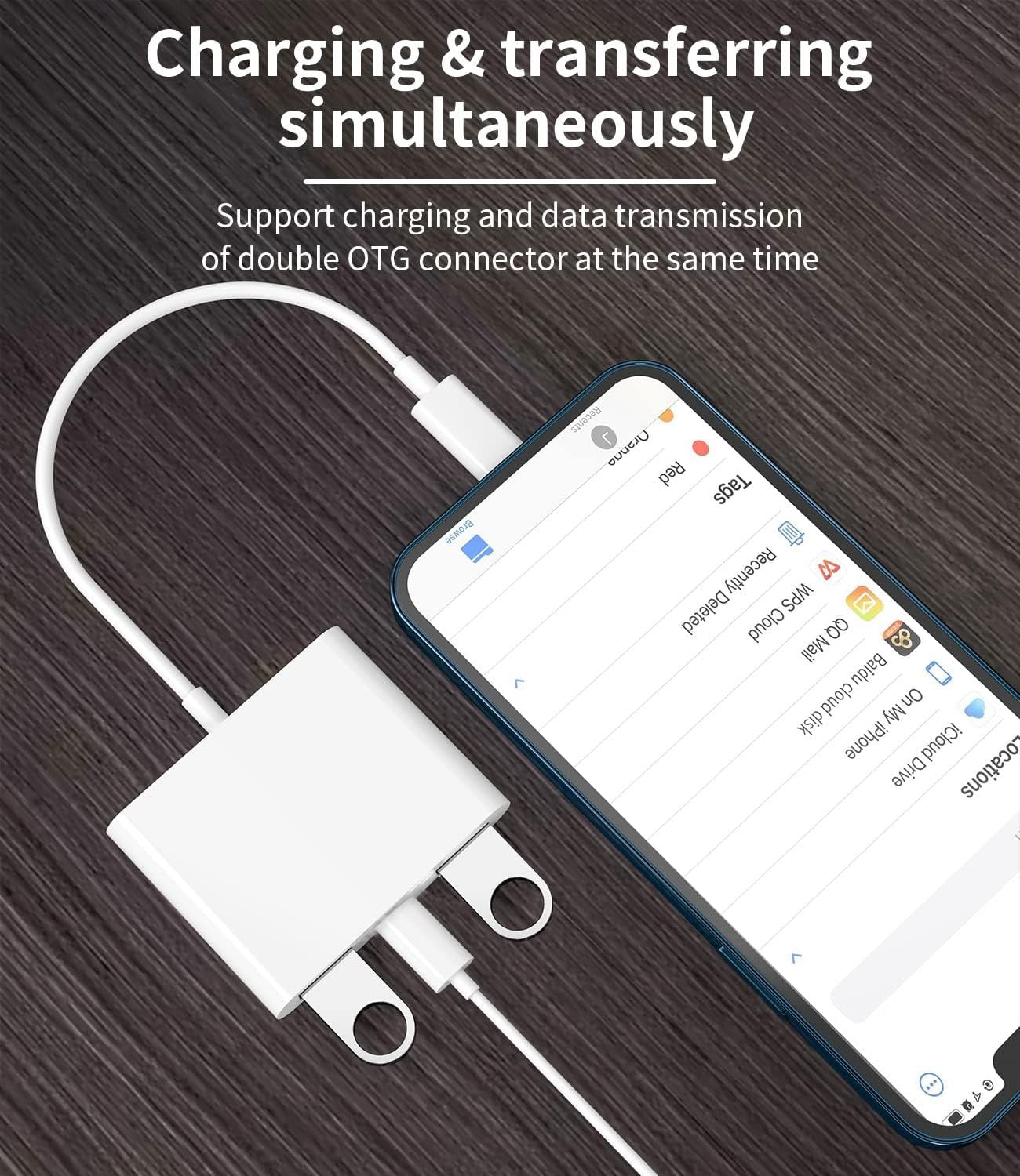 for Apple Certified Lightning Male to USB Female Adapter OTG and Charger Cable for iPhone 14 13 12 pro max 7 8plus for Ipad air A Camera Memory Stick Flash Drive Cord Converter Charging Splitter