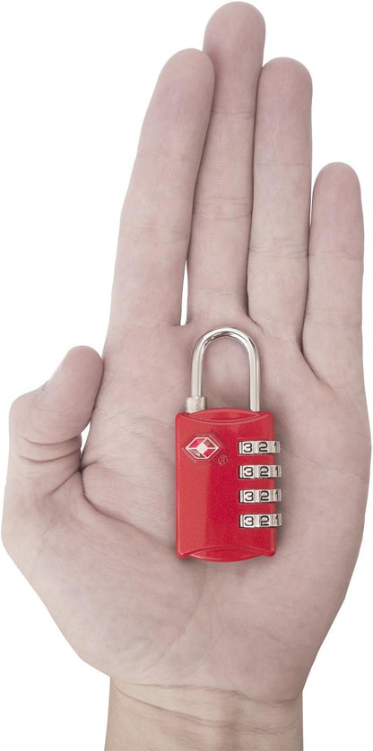 Desired Tools TSA Locks for Luggage, 2-Pc Durable Steel Padlock, Keyless Easy to Read 4-Digit Combination Lock for Backpacks, Travel Suitcases, Toolbox, Filing Cabinets, Baggage & Gym Locker, Red/Blue