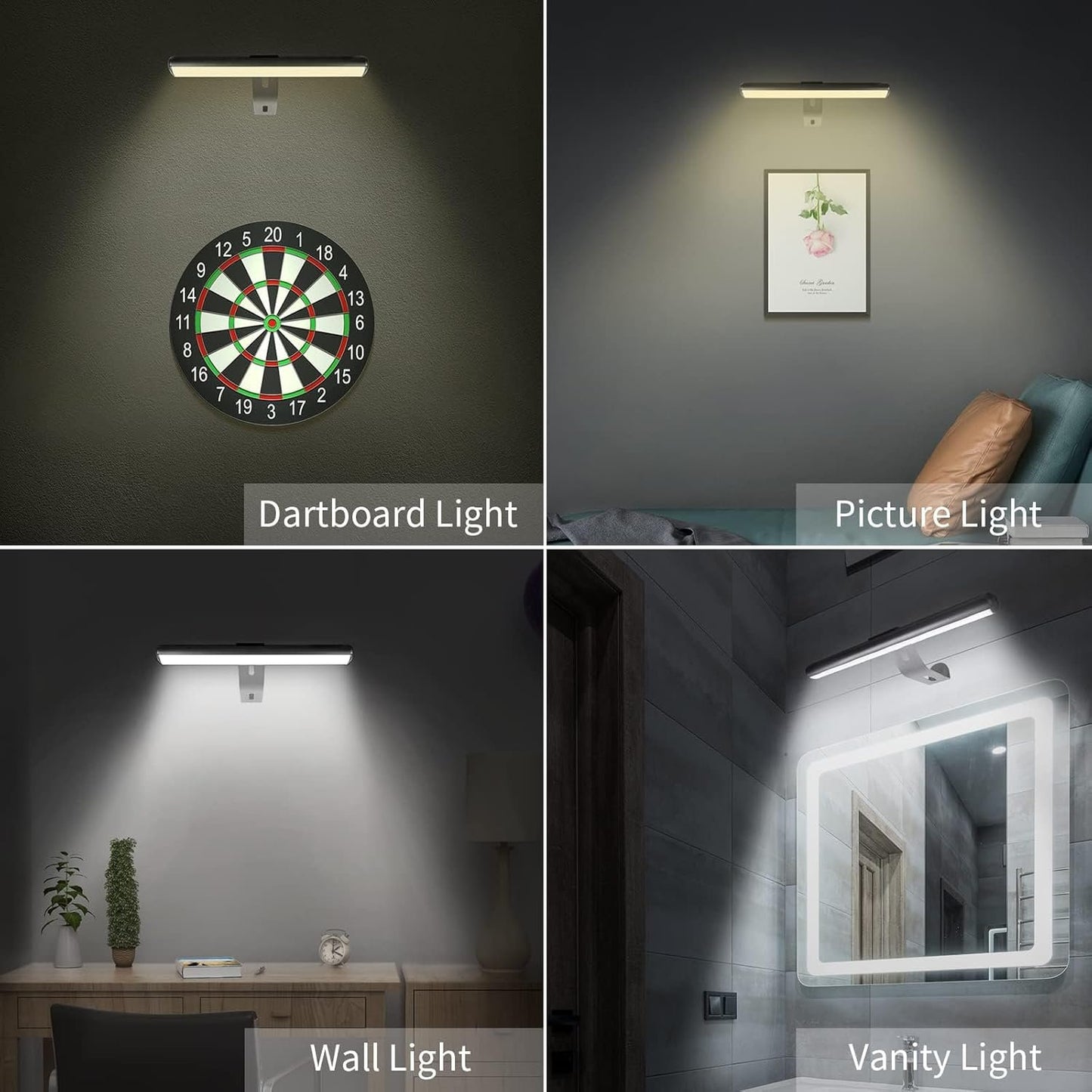 ZOCALOK Picture Light Battery Operated, Picture Lights for Wall, Wireless Picture Light with 2 Remotes, Picture Light for Paintings with 16 LEDs Head, 3Modes Dartboard Light with Timer for Art