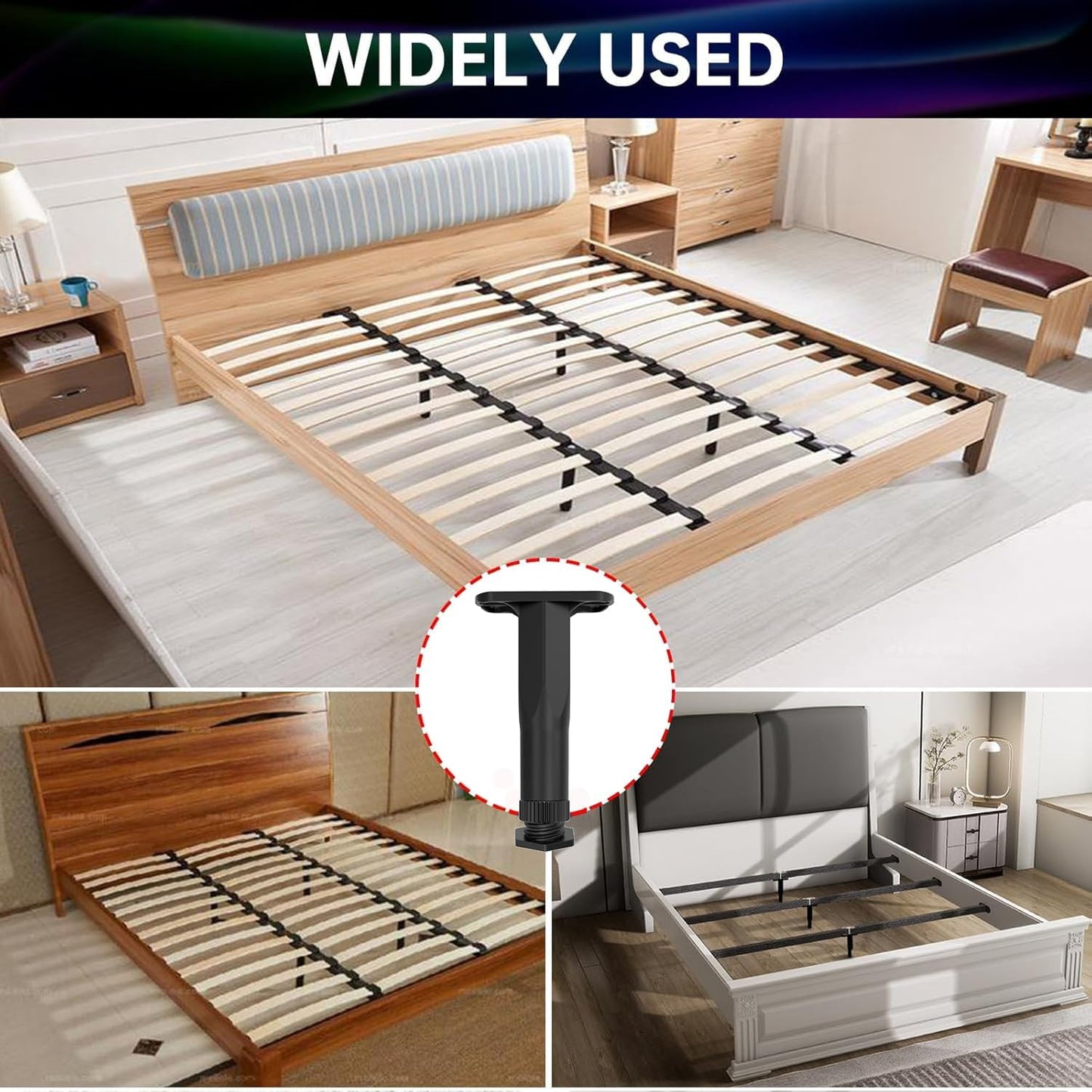 4 Pcs Adjustable Bed Legs Metal Feet Furniture Black,Bed Frame Center Support for Furniture,for Bed,Sofa Slat Support Bed Frame Center Support(21-37.5 cm)