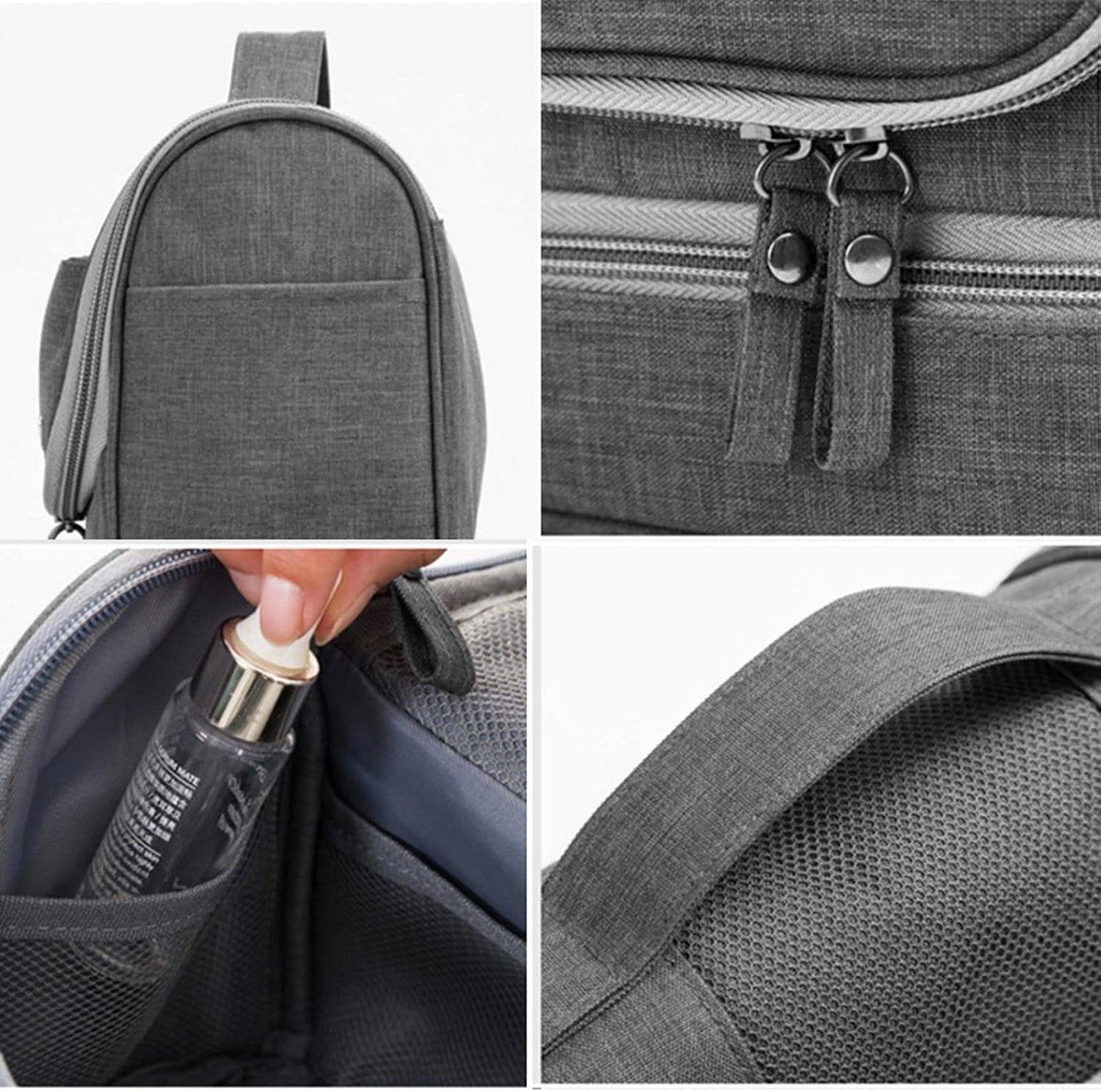 Travel Storage Bag, Compact Travel Organizer, Home Travel Organizer, Toiletry Storage Bag, Travel Hygiene Kit, Wet Dry Organizer, Travel Bag Storage With Hook for Home Travel, Gray, riferimento