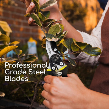 Astorn Premium Bypass Pruning Shears for Gardening - Heavy Duty, Ultra Sharp Garden Shears w/Ergonomic Soft Grip Handle - Made with High Grade Carbon Steel - Ideal for Cutting, Gardening and Trimming