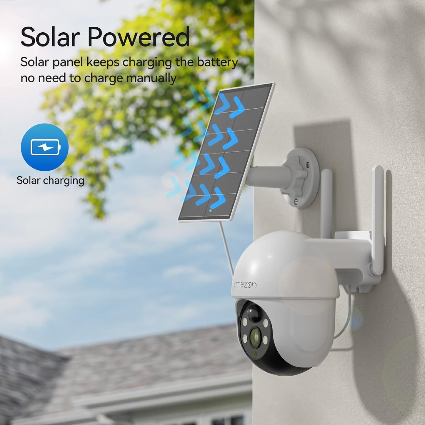 TMEZON 4MP Battery Operated Outdoor Security Camera Wireless Can be Compatible with Base Stations MZ-E1-W300 Eseecloud APP