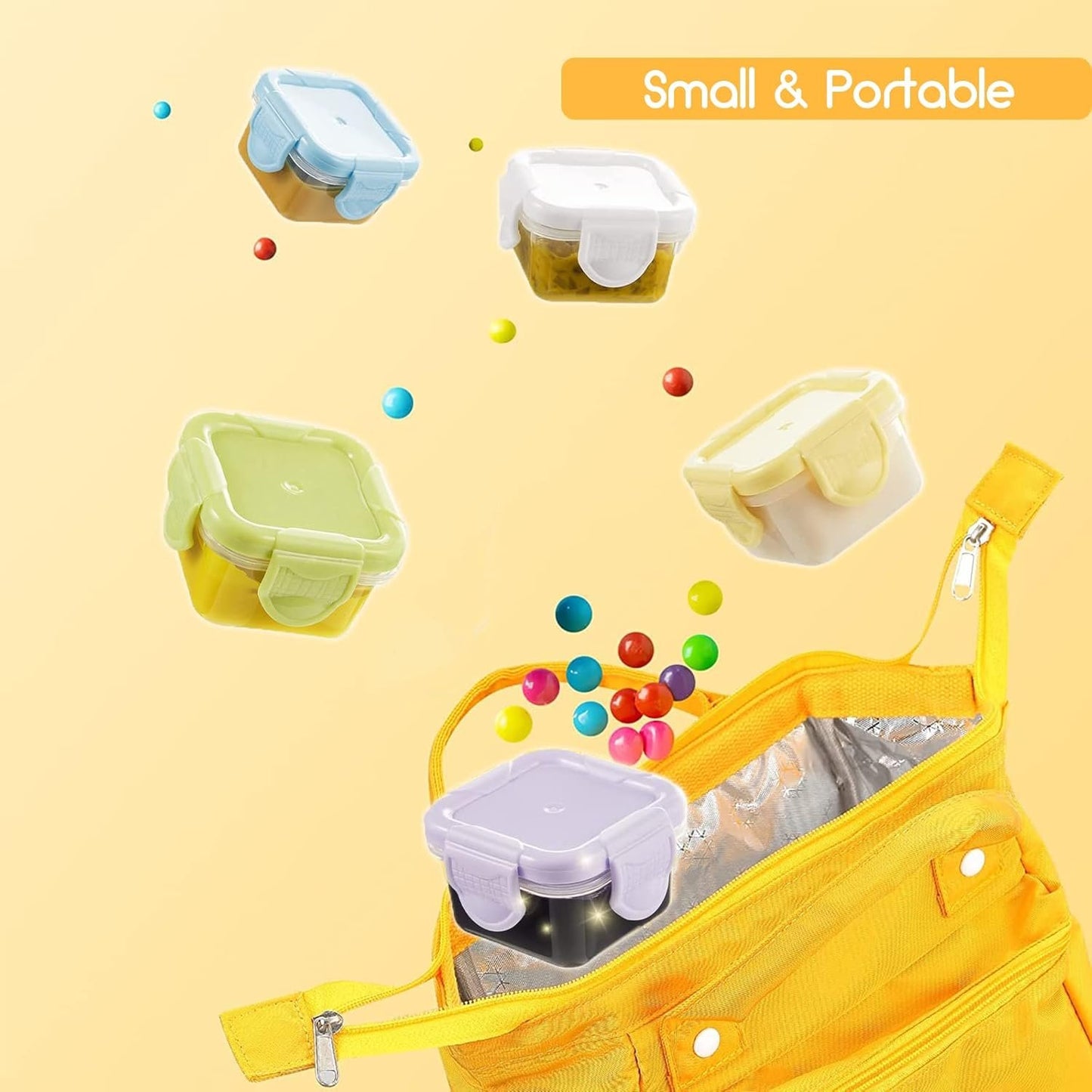 6pcs Salad Dressing Containers to Go Small Plastic Condiment Container with Leak proof Lids 2oz Reusable Mini Food Storage Containers for Lunch Bento Box Picnic Travel