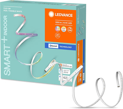 Ledvance Smart+ LED Strip, Bluetooth Technology for Indoor Use, 5 Metres Long, Changing Light Colour, 2000 - 6500 K, RGB Colours Changable, Controllable with Google and Alexa