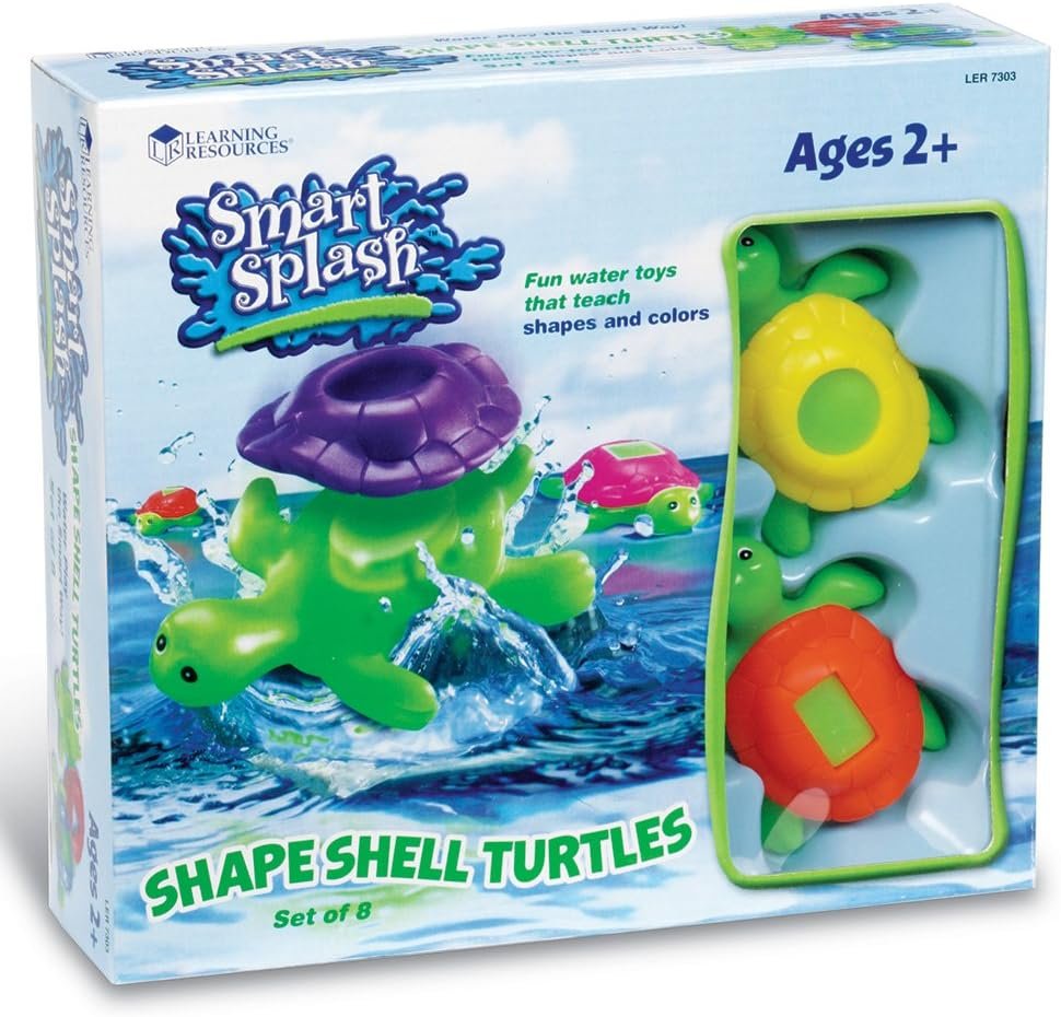 Learning Resources Shape Shell Turtles, Learn Shapes, Bath Toys Set of 8, Ages 2+