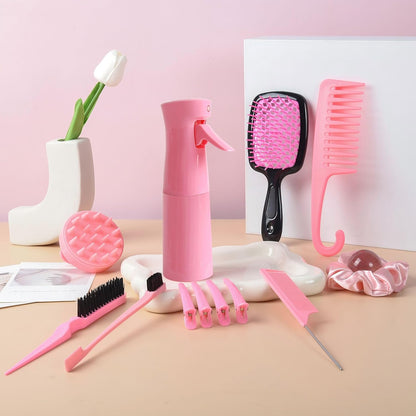 Bounce Curl Define EdgeLift Brush, 5-in-1 Tool for Effortlessly Defined Curls, Waves & Coils, Reduces Frizz - Pink