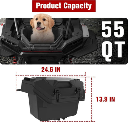 LitMiRaCle Rear Cargo Storage Box for 2024 Polaris RZR XP 1000, Durable 55 QT Trunk Storage Bin for UTV Polaris RZR XP 1000/ XP 4 1000 2024 Accessories, Replace OEM #2884525, Black