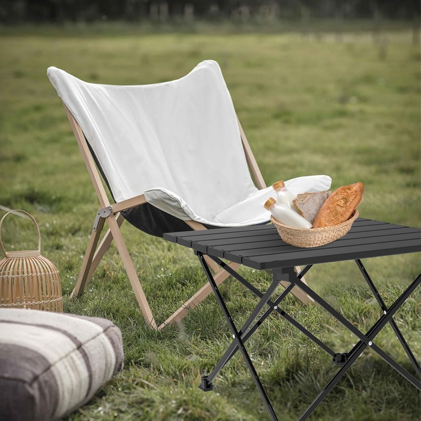 Portable Camping Table, Folding Small Camp Table with Travel Bag, Outdoor Lightweight Foldable Table for Beach, Outdoor Cooking, Hiking, Travel, Picnic, Camping Gear (Black)