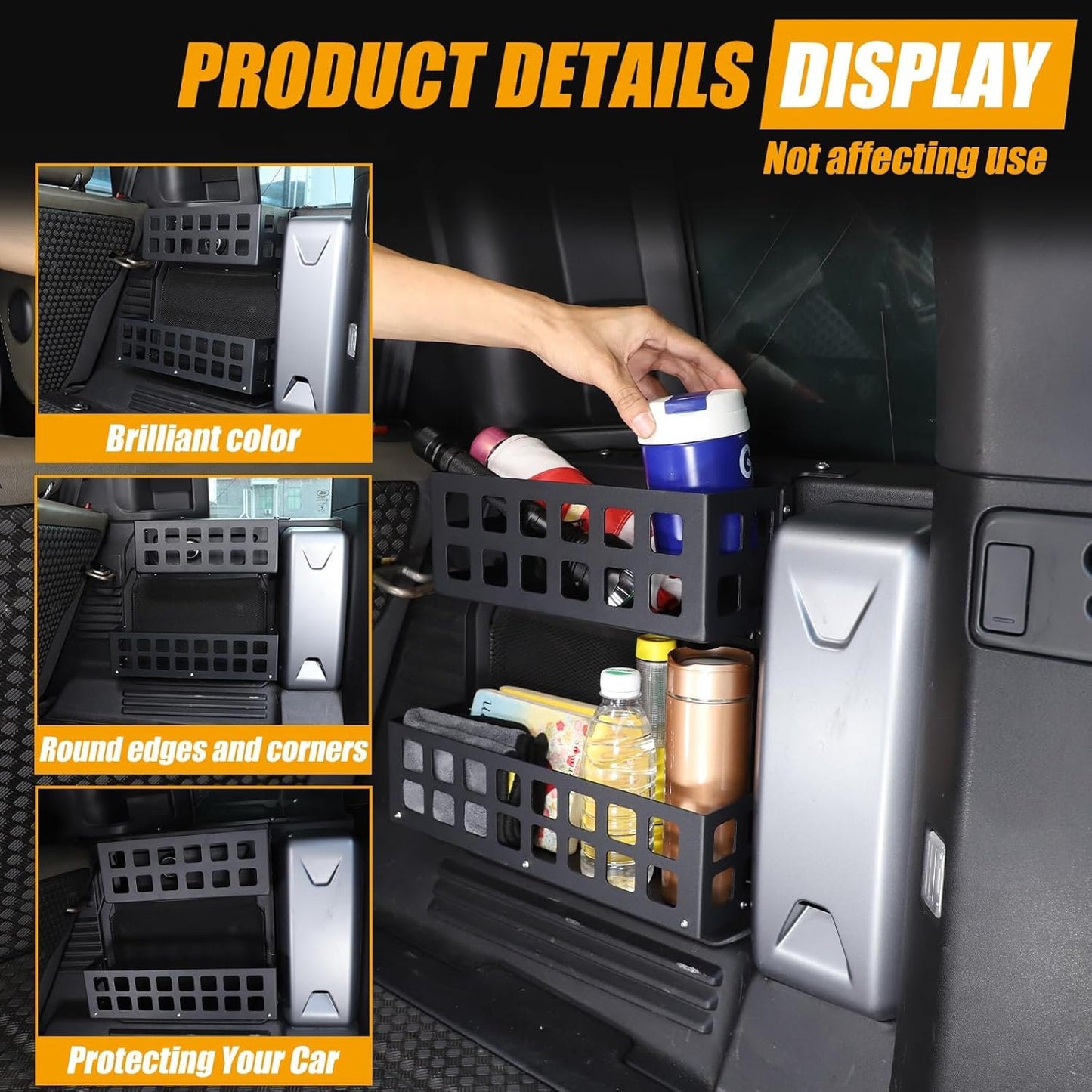 Bekantogy Trunk Right Organizer Compatible with Land Rover Defender 110 2020-2024 Aluminum Alloy Shelf Trunk Right Side Organizer Storage Box Basket Accessories