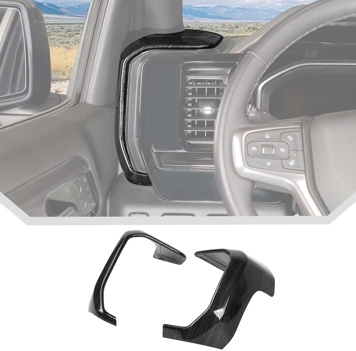 JeCar Black Wood Grain Dash Side Vent Panel Decor Cover Trim for 2022+ Chevrolet Chevy Silverado Interior Accessories