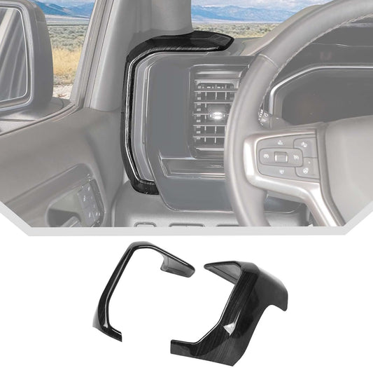 JeCar Black Wood Grain Dash Side Vent Panel Decor Cover Trim for 2022+ Chevrolet Chevy Silverado Interior Accessories
