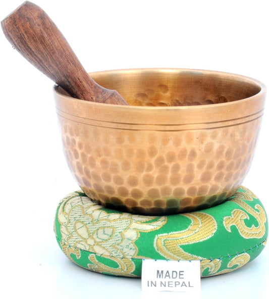 Tibetan Singing bowl set-Chakras Healing & Meditation Yoga Sound Bowl with Mallet and Silk Cushion-Handmade Singing bowl-3 inches Diameter
