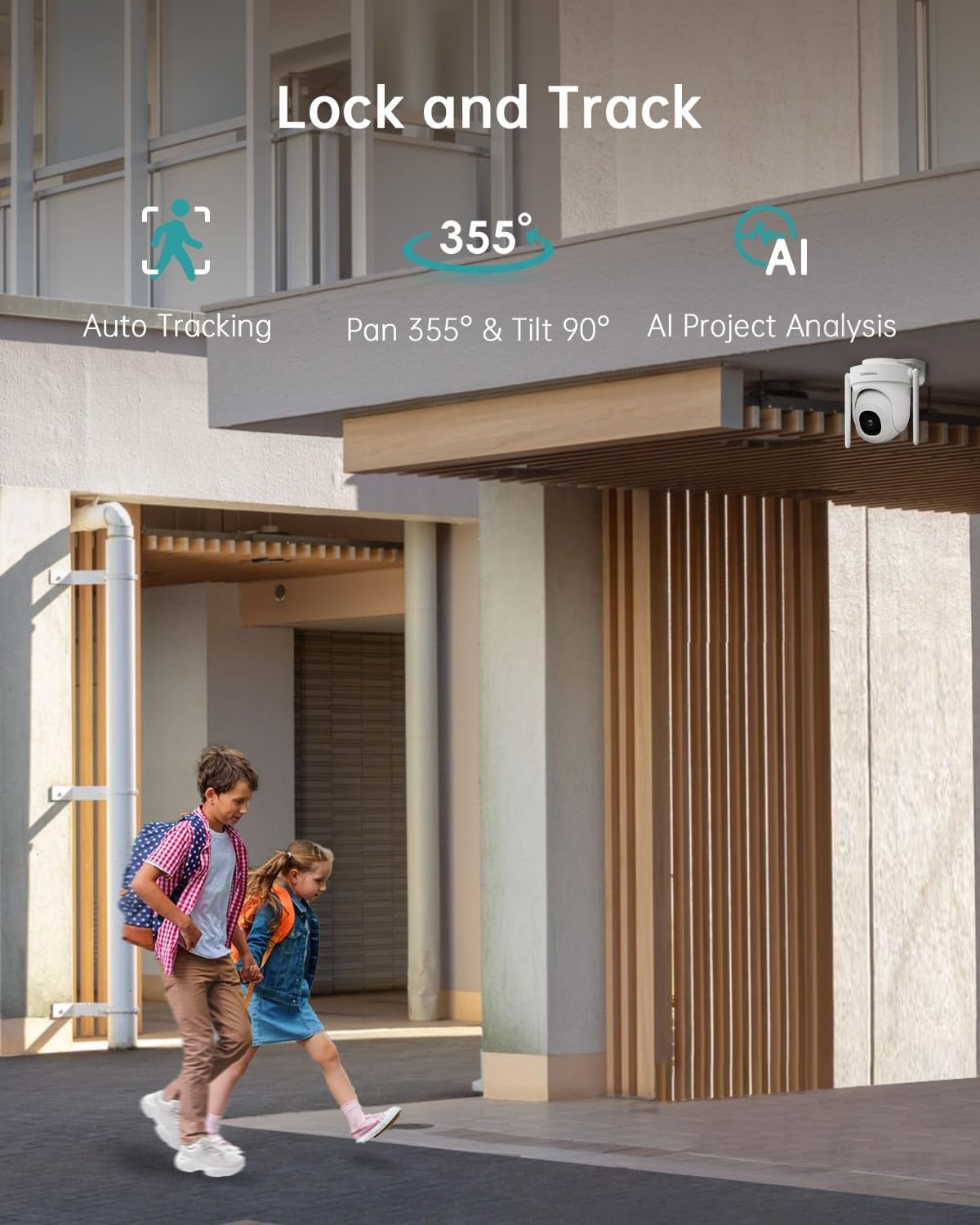 ZUMIMALL 5MP 5G Security Camera Outdoor Wired, 24/7 Recording Security Camera, WiFi Cameras for Home Security Outdoor, Plug-in Power, 360° Auto Tracking,Noise Detect,Cloud, Compatible with Alexa, IP66