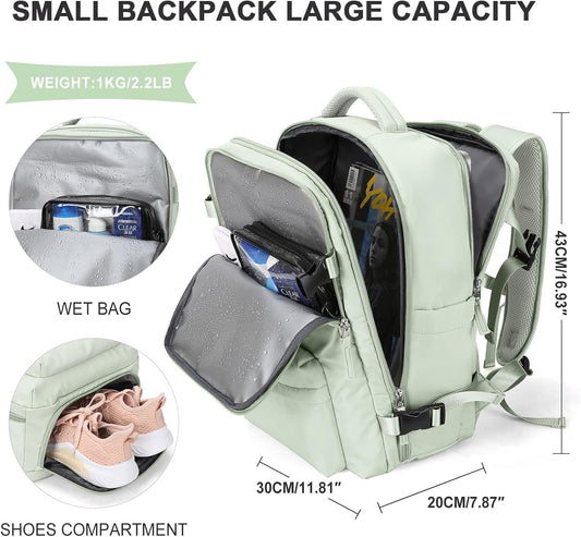 MINYII Travel Backpack for Women Men,Carry On Backpack,17inch Flight Approved Luggage Carry On Water Resistant Computer Multiple
