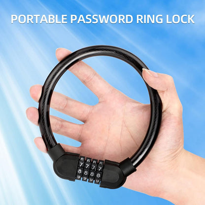 Bike Lock, Bike Locks Cable Bike Lock with ABS Lock 4 Digit Number Steel Cable Bike Lock High Security for Cycling Outdoors (Black)