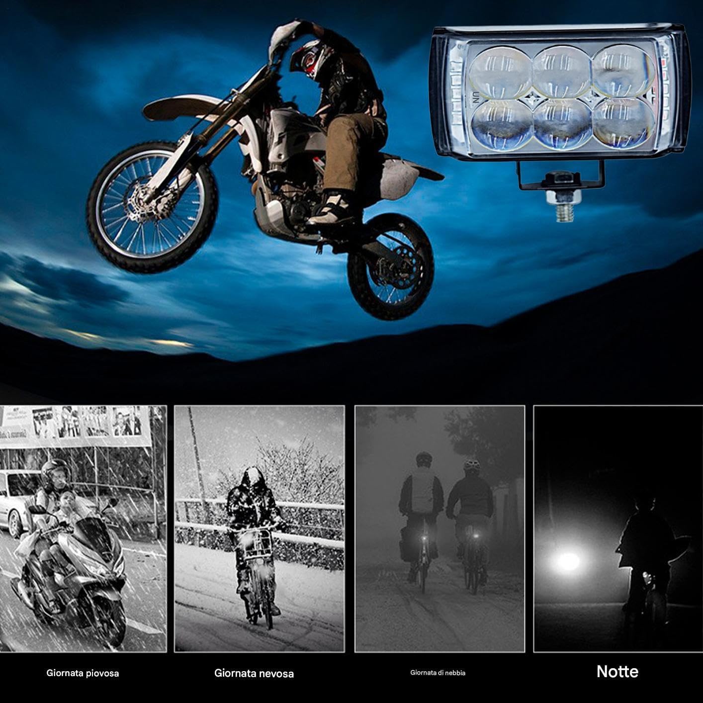 shjxi Motorcycle Driving Lights, LED Spotlight Beam, High Powered 2000 Lumen Output, Waterproof Shock Resistant Housing, Night Riding Visibility for Touring Safety