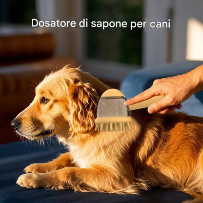 Dog Bath Brush, Non-Slip Shampoo Brush with Soap Dispenser, Ergonomic Pet Cleaning Tool Portable Compact Versatile Ideal for Bathing, Washing & Massage, 7.32x2.95x3.39 Inches