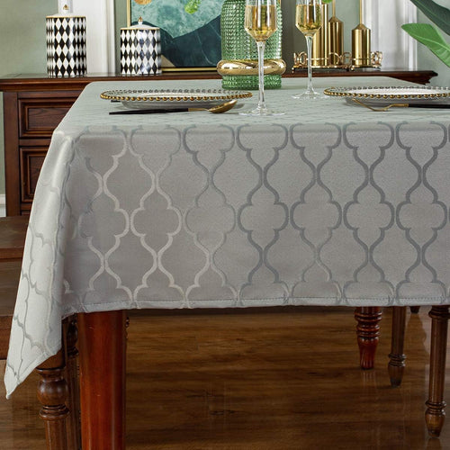 SASTYBALE Jacquard Tablecloth Flower Patterns Polyester Table Cloth Spill Proof Wrinkle Resistant Table Cover for Kitchen Dining Tabletop (Rectangle/Oblong, 60" x 120" (10-12 Seats),Gray)