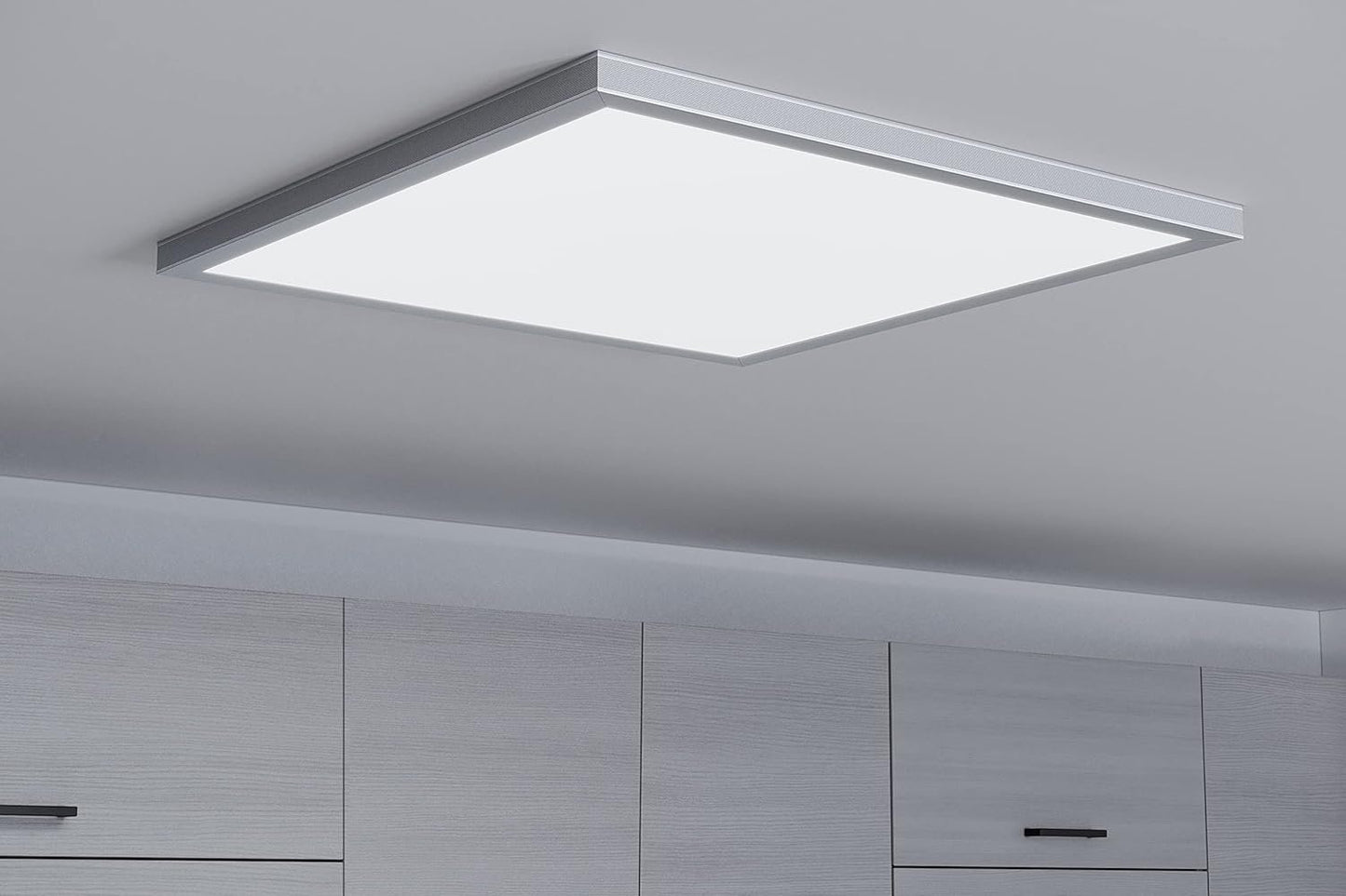 Good Earth Lighting 24in Smart Direct Wire LED Flat Panel Ceiling Light Fixture in Brushed Nickel, 4000 Lumens Wi-Fi & Bluetooth Capable, Fully Selectable White Light Settings from 2700K to 6500K