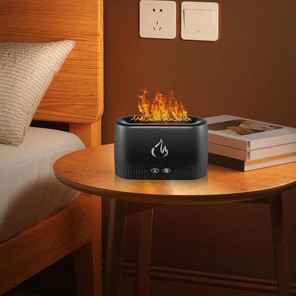 Colorful Flame Diffuser, Aromatherapy Fireplace-Inspired Scented Humidifier, Silent Mist Maker for Home, Bedroom, Offices Relaxation, 6.89x3.11x4.21 inches, White, Black