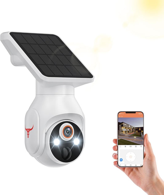 GerFalc WiFi Solar Security Camera Wireless Outdoor Surveillance with Motion Detection, 1080p HD, Color Night Vision, Two-Way Talk, Weather Resistance, Remote Monitoring, Easy Installation