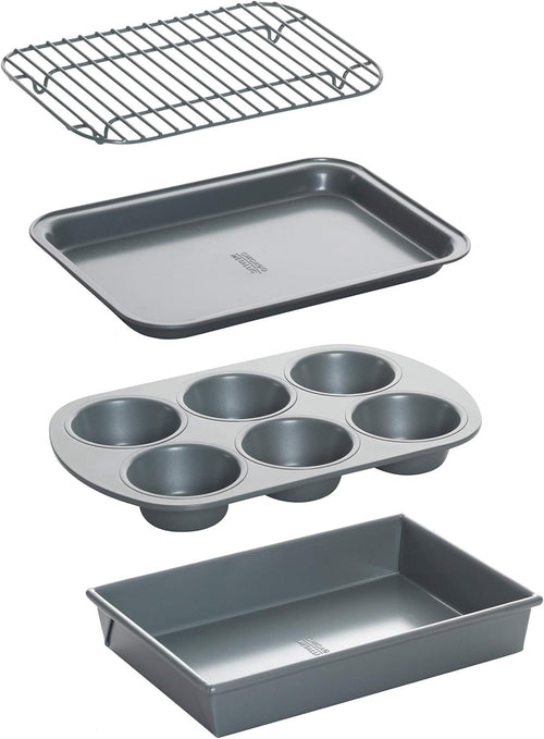 Chicago Metallic 8044 Non-Stick Toaster Oven Set, 4-Piece