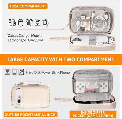 Electronics Organizer, OrgaWise Electronic Accessories Bag Travel Waterproof for iPad Mini, Kindle, Hard Drives, Cables, Chargers (S2-Beige)
