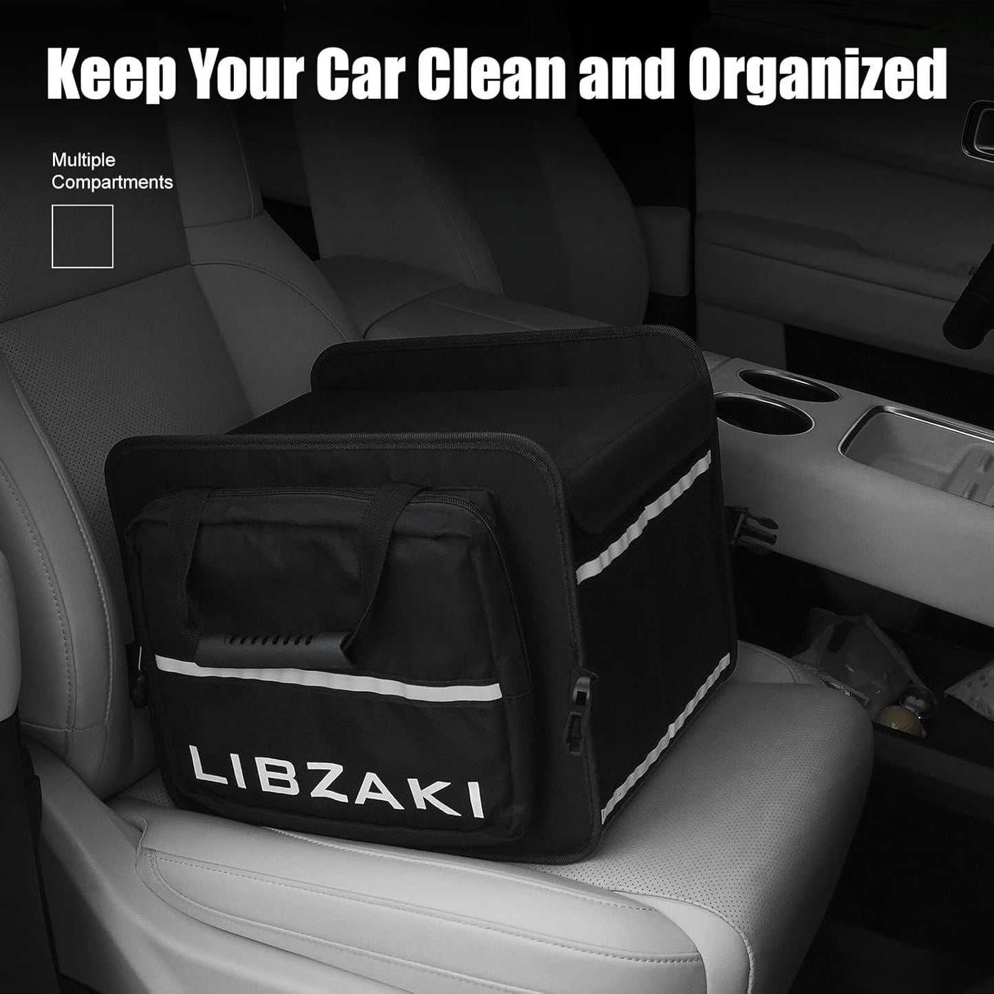 LIBZAKI Car Trunk Storage Organizer, Collapsible Trunk Storage Box for Car Truck SUV-Black