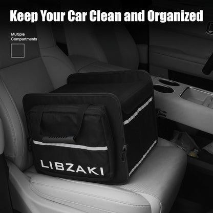 LIBZAKI Car Trunk Storage Organizer, Collapsible Trunk Storage Box for Car Truck SUV-Black