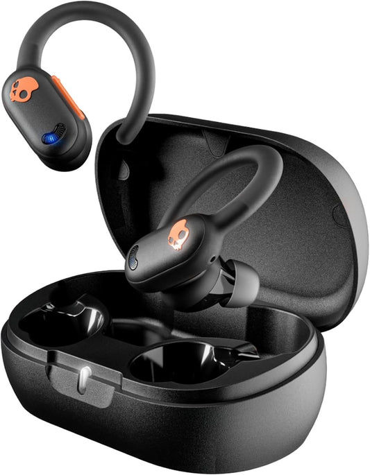 Skullcandy Push ANC Active in-Ear Wireless Earbuds, 58 Hr Battery, IP67 Waterproof, Wireless Charging, Microphone, Works with iPhone Android and Bluetooth Devices, True Black/Orange