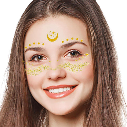 Adesivi per il viso impermeabili, portatili, vivaci e vivaci, per festival e make-up, decalcomanie multiuso, resistenti e riutilizzabili, accessori per Ha
