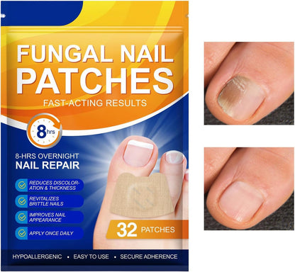 Toenail Repair Patches, 32 Pieces Breathable Nighttime Nail Stickers, Crack and Discoloration Foot Care Pedicure Solution, Ideal for Men, Women, Athletes, Home Use 2.16 Inch