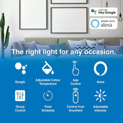 Laser 10W B22 Smart Bulb, 1000 Lumens, Adjustable White LED Light for Home DÃ©cor, Mood Night Light - Wi-Fi App & Voice Control, Compatible with Alexa, Amazon Echo, Google Assistant, No Hub Required