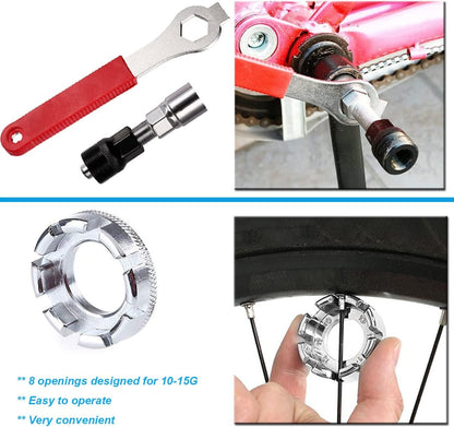 Bike Repair Kit & Bicycle Tire Pump, All In One Bike Repair Tool, Portable Tire Patches Repair Fixes, Fixe, Home Maintenance Camping Travel Tool & Bike Bag, Inflator. Safety Emergency Repair Toolkit