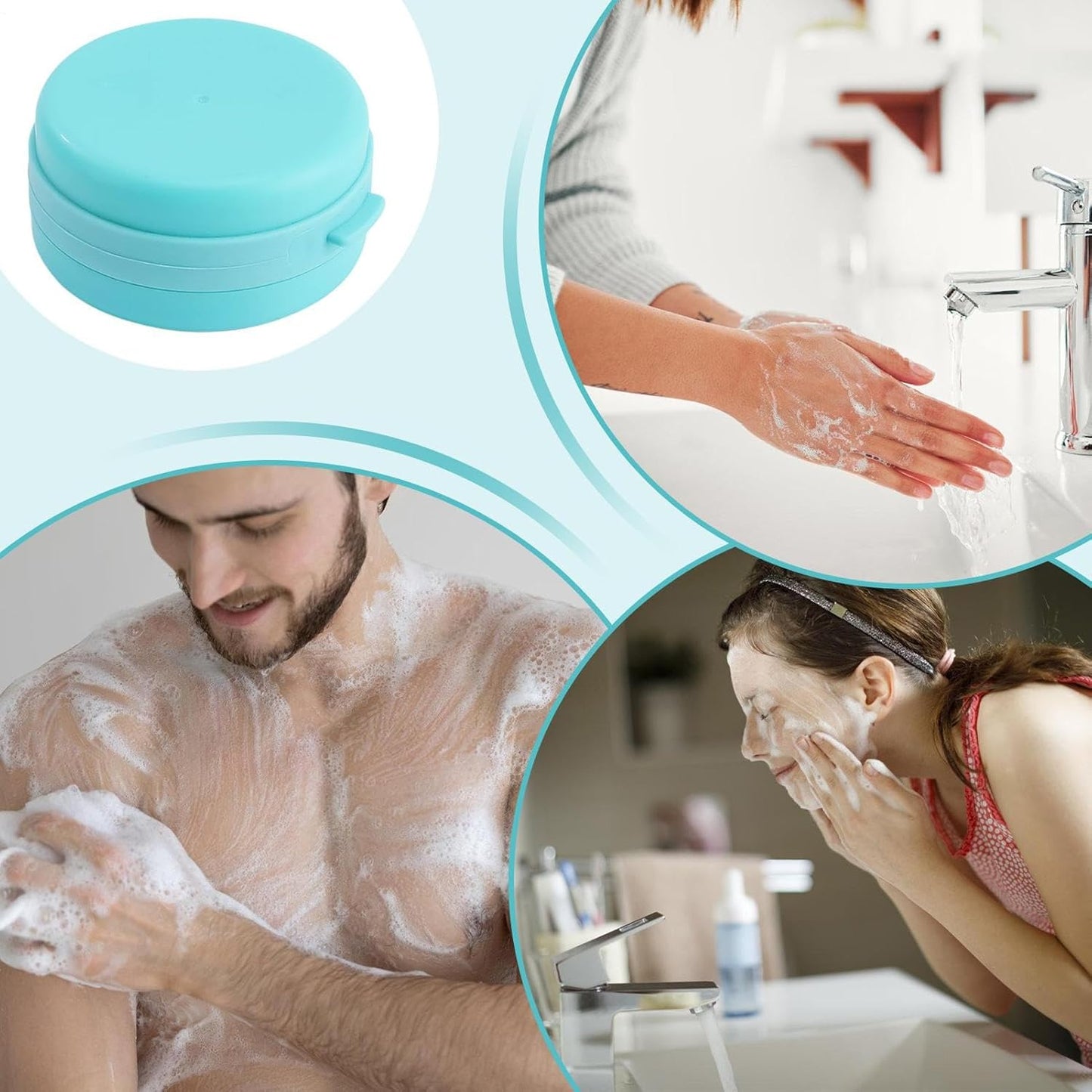 Silicone Body Scrubber, Portable Shower Brush, Lightweight 2 in 1 Tool, Soap Dispenser Built-In, Skin Care Accessory for Daily Cleansing, Spa, Travel, Bath, Blue, Pink, 1 Piece