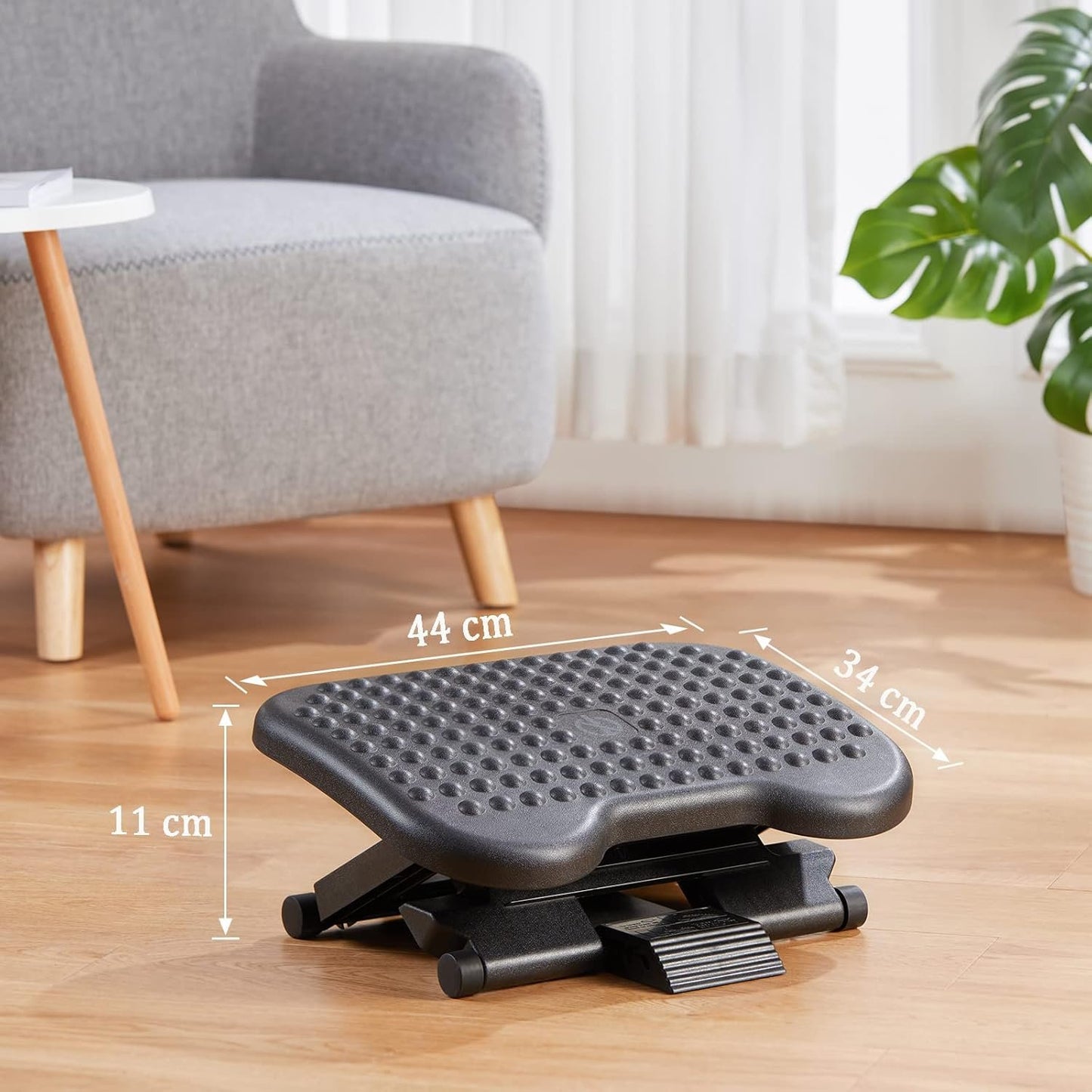 HUANUO Adjustable Footrest Under Desk - Ergonomic Foot Rest with 3 Height Position - 30 Degree Tilt Angle Adjustment for Home, Office, Non-Skid Massage Surface Texture Improves Comfort