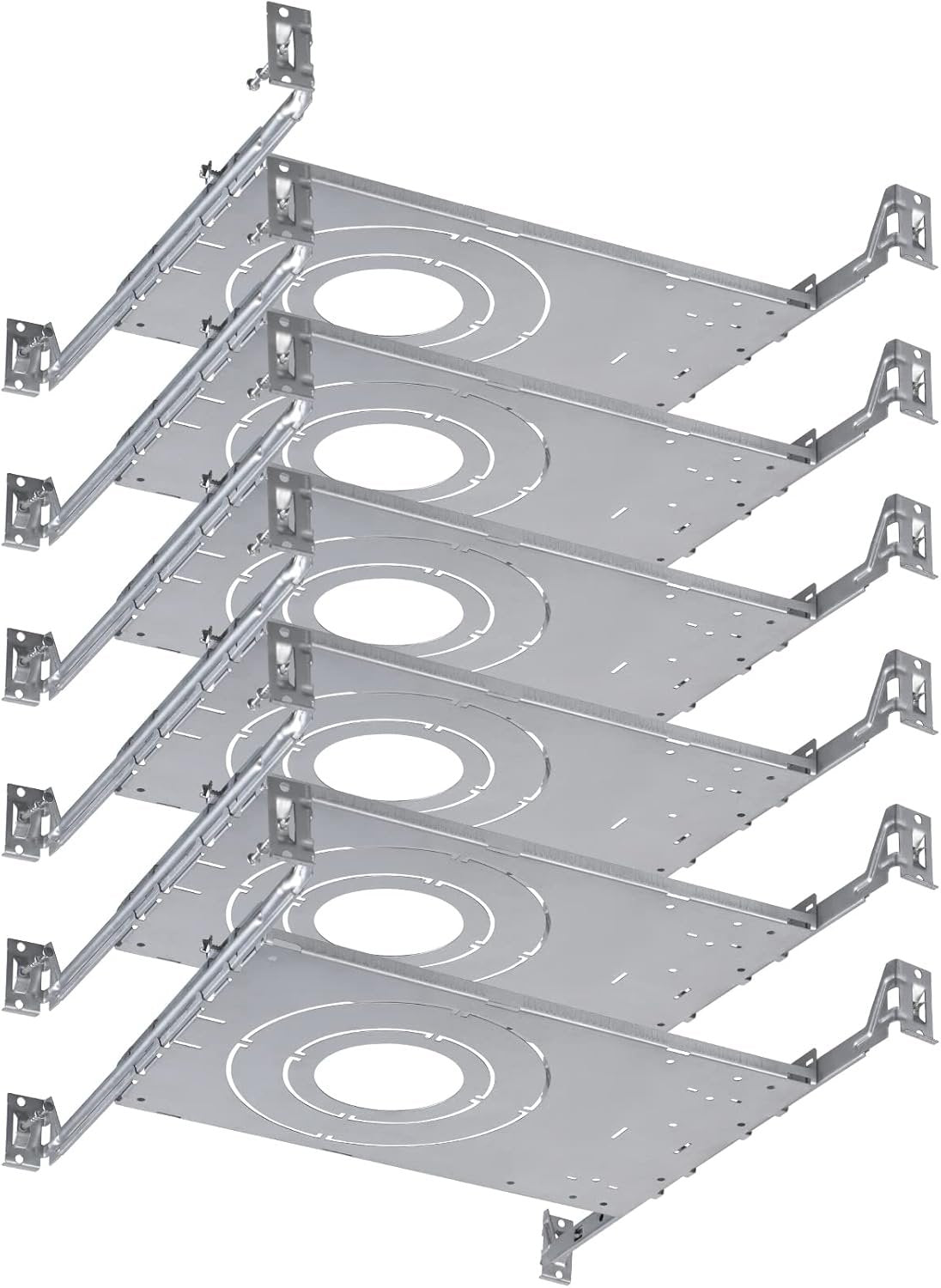 TORCHSTAR New Construction Mounting Plate, 3/4/6 Inch LED Recessed Lighting Kits, Compatibility Upgrade, Extendable Hanger Bars, Shallow Recessed Light Housing, Pack of 6