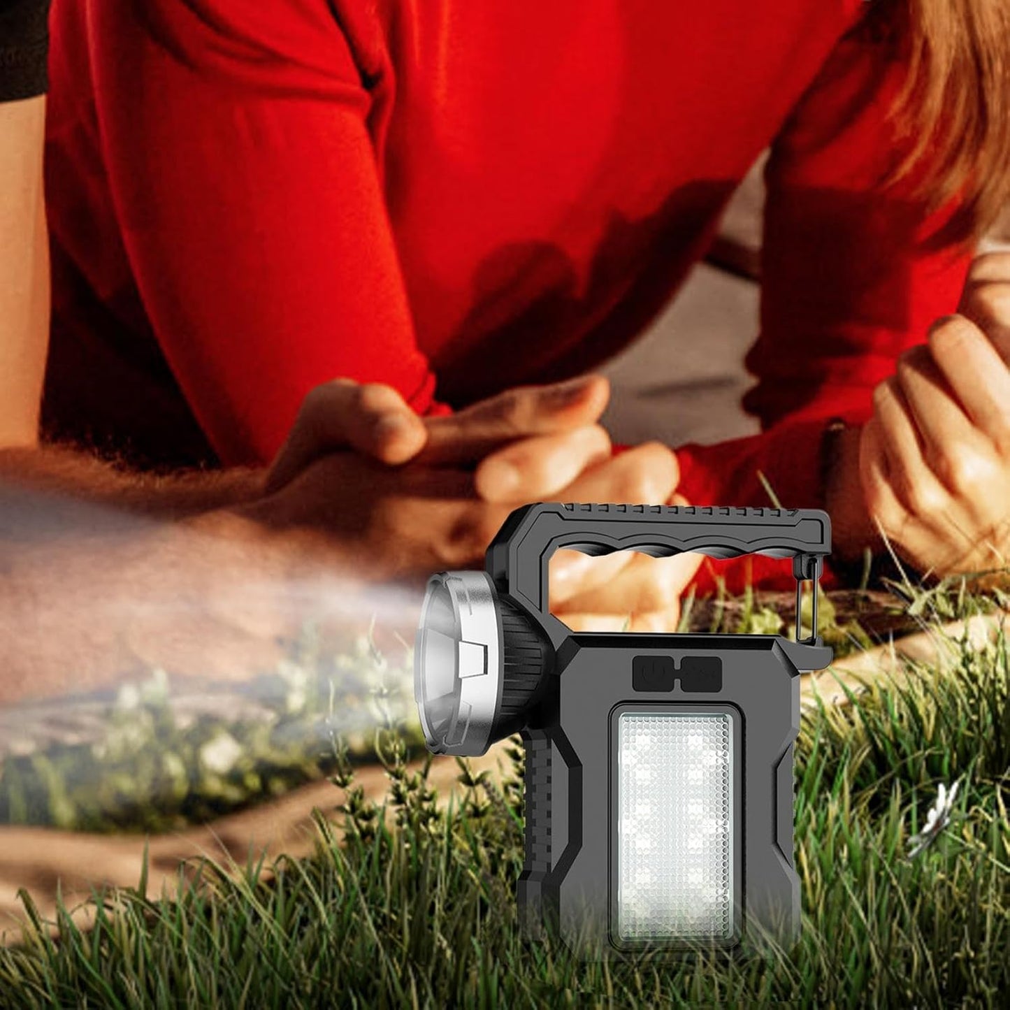 Iouyjiu Solar Outdoor Lamp, Waterproof Torch Light, Powerful Led Flashlight, Multipurpose Camping Gear for Hiking, Travel, Exploring, Adventure Sports and Entertainment-Camping