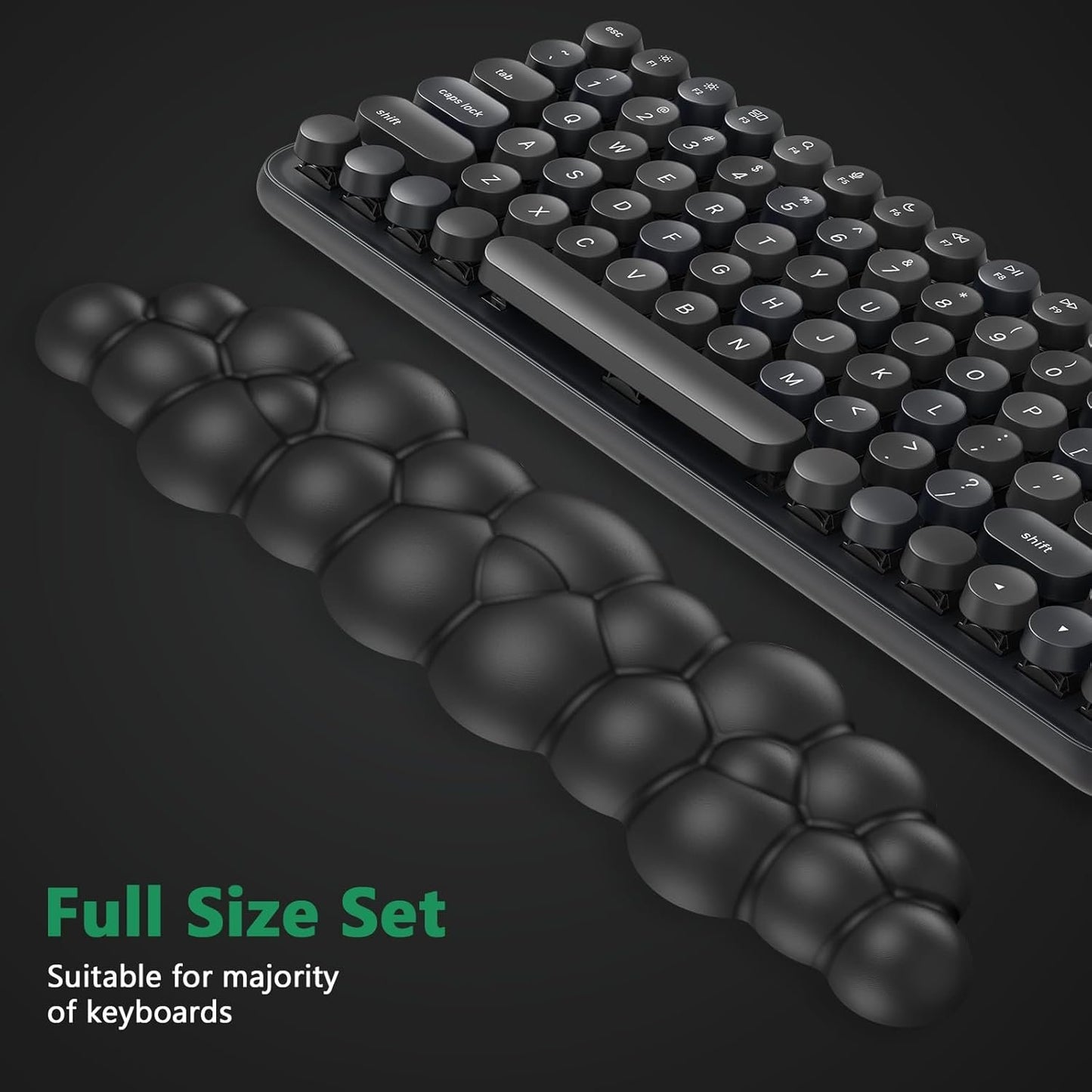 AKIT Black Ergonomic Mouse Pad with Wrist Rest for Computer Keyboard, Bubble Massage Cloud Wrist Rest Keyboard Pad and Cute Mouse Pad with Wrist Support, Soft Gel Gaming Mouse Pads for Desk Office